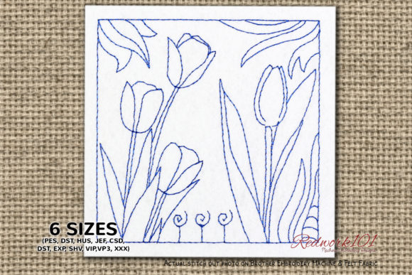 A BouquetTulip Flowers Redwork
