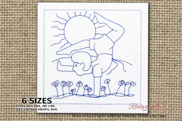Boy Doing Yoga in Morning Time Redwork Review